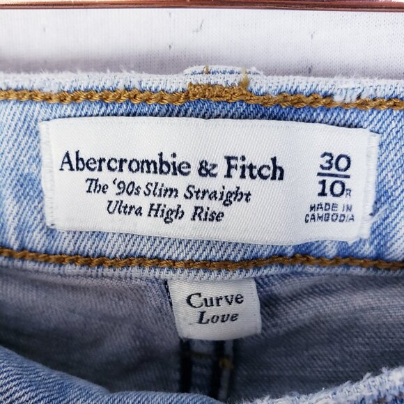 Abercrombie & Fitch Jeans 90s Slim Straight Ultra High Rise Crossover Waist 30 R - Picture 5 of 12